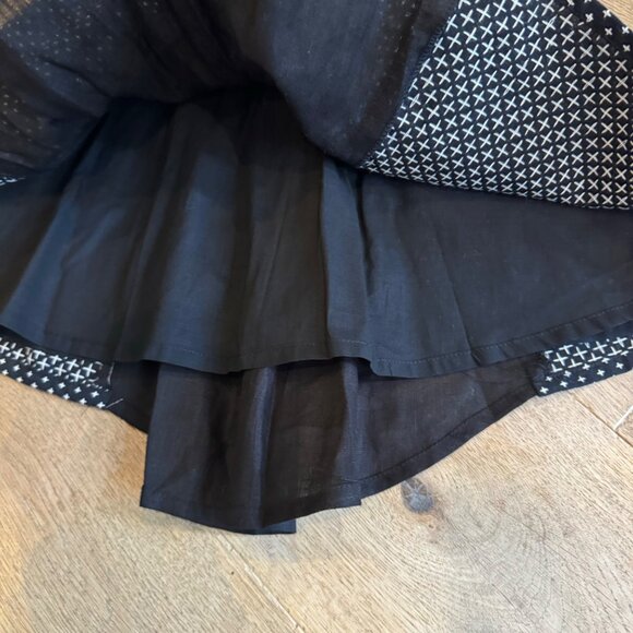 Vintage-Inspired Black Pleated Skirt With Polka Dot Panels & Elastic Waistband - Picture 5 of 9